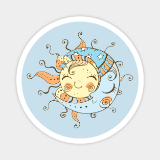 Sun Moon Cute Doodle Magnet